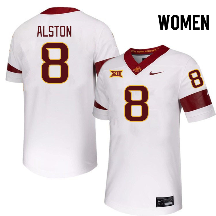 Women #8 Isaiah Alston Iowa State Cyclones College Football Jerseys Stitched-White